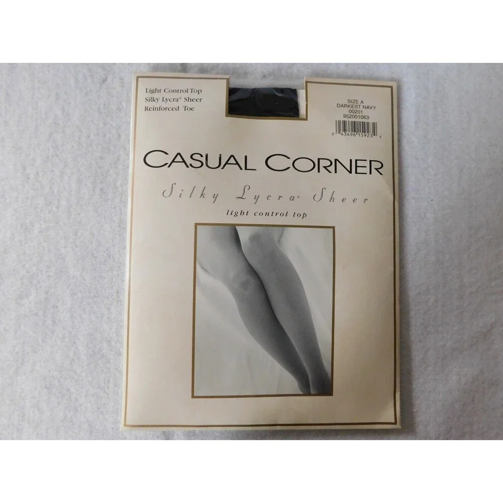 Casual Corner Silky Lycra Sheer light control top Pantyhose Navy Size A